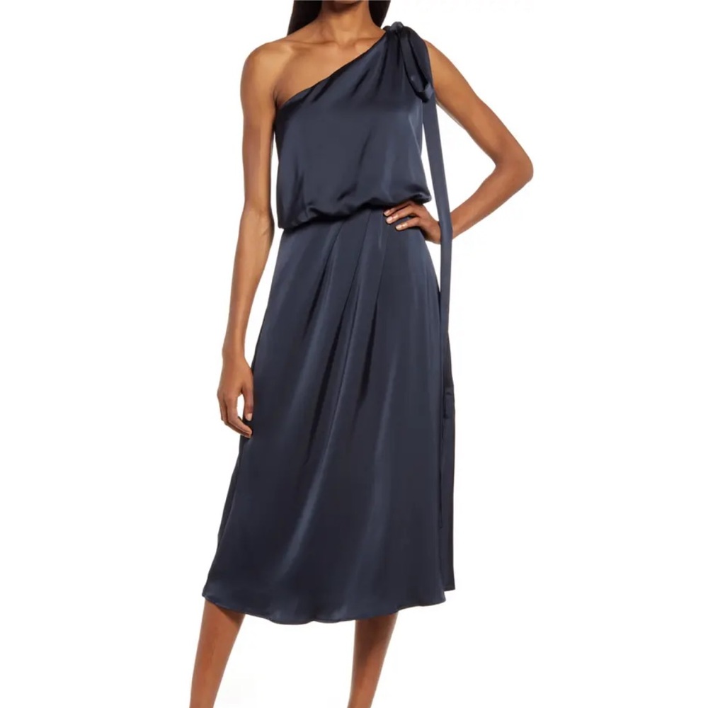 NWOT Amy Lynn One-Shoulder Satin Dress in Size S